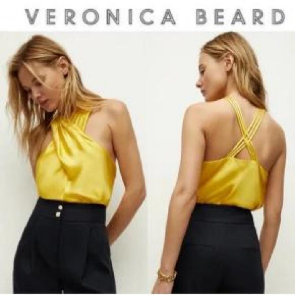 VERONICA BEARD STEWART CHARMEUSE TOP IN YELLOW BRIGHT SUNSET SZ 4 NWT ✨Sold out